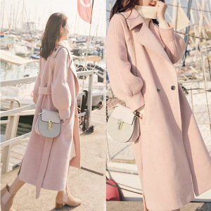 Đèn lồng Retro tay áo eo áo len dày của phụ nữ áo gió lỏng 浴袍 phòng tắm Over-the-đầu gối siêu dài Nizi Coat