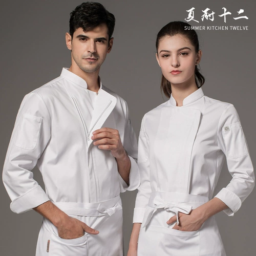 Отель Chef -Long -Sheeved Hotel Catering Kitchen Work Service High -Ond Western Restaurant Restaurant Zipper Chef Chef Одежда
