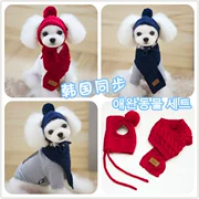 Hạn chế! Bộ khăn quàng cổ thú cưng Ouba Korea của Hàn Quốc ~ mũ chó + khăn Teddy quần áo mùa thu và mùa đông - Quần áo & phụ kiện thú cưng