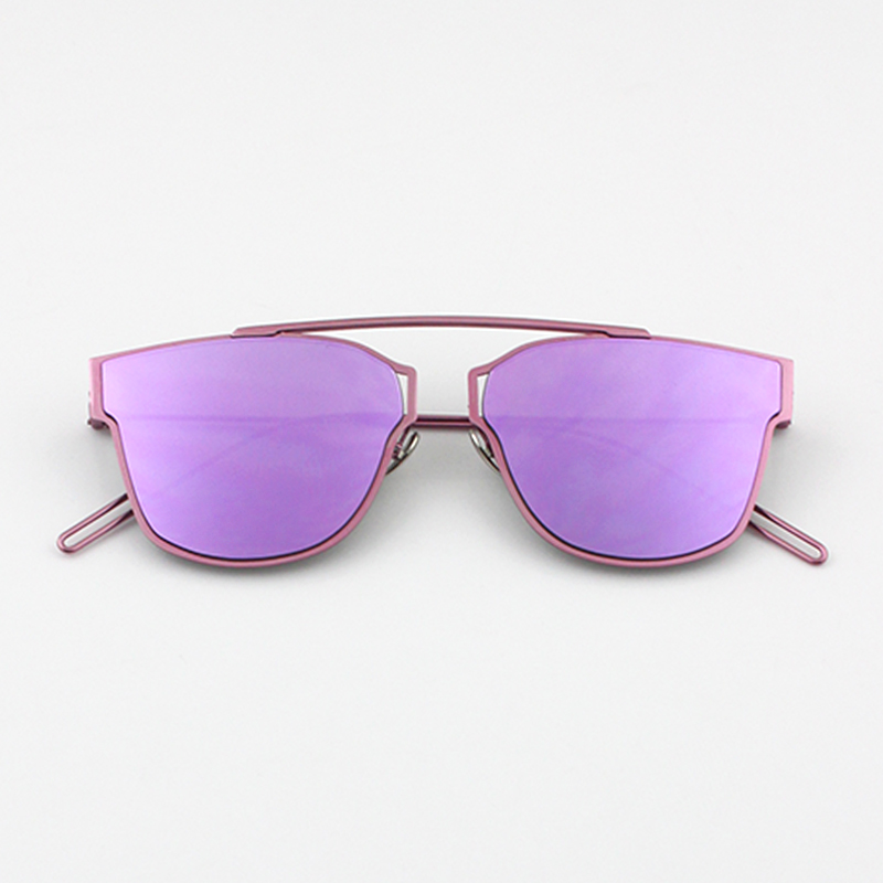 Pink Purple Frame And Pink Purple Sheet Reflect LightEurope and America schoolboy tide Sun glasses female round face Internet celebrity Sunglasses Street shot plane eye ultraviolet-proof 2021 new pattern