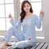 Bộ Đồ Ngủ Nữ Thu Đông Mới Hoạt Hình Cotton Tay Dài Công Chúa Gió Gợi Cảm Ngọt Hàn Quốc Thường Ngày Ở Nhà Bộ Nữ mẫu áo len nữ đẹp 2020 Cộng với kích thước quần áo