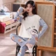 Bộ Đồ Ngủ Nữ Thu Đông Mới Hoạt Hình Cotton Tay Dài Công Chúa Gió Gợi Cảm Ngọt Hàn Quốc Thường Ngày Ở Nhà Bộ Nữ