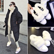 Giày trắng nhỏ cho nữ mùa đông cộng với nhung 2018 mới đôi giày tuyết đỏ tuyết sinh viên phiên bản Hàn Quốc hoang dã của giày len Giày cotton ấm áp