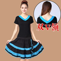 Двойная v -neck короткая черная озера+