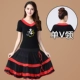 Одиночный v -neck черный красный w1 с коротким рукавом+юбка из красной ленты