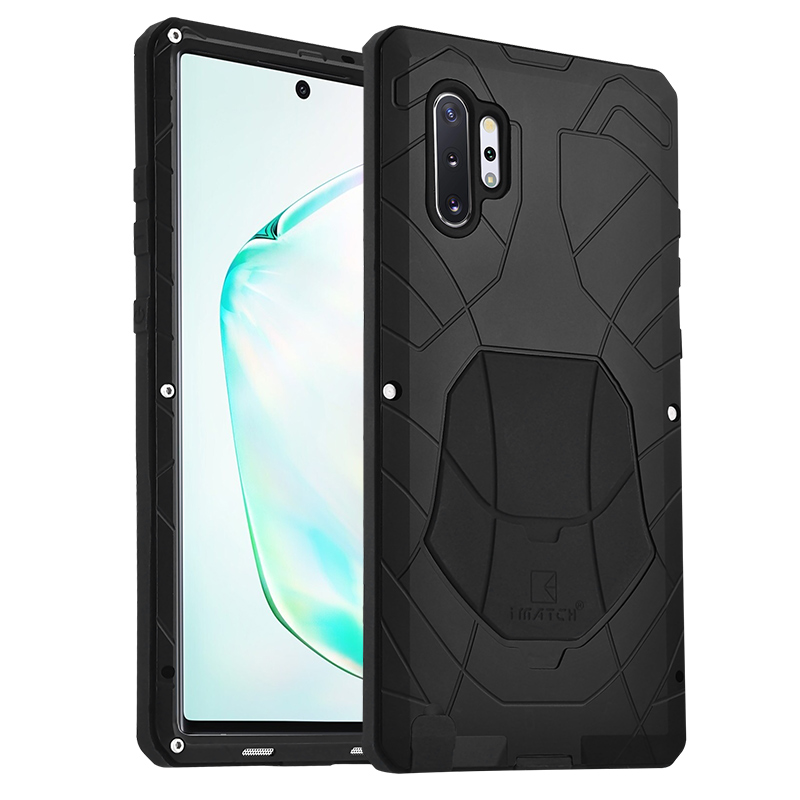 iMatch Water Resistant Shockproof Dust/Dirt/Snow-Proof Aluminum Metal Military Heavy Duty Armor Protection Case Cover for Samsung Galaxy Note 10 Plus & Samsung Galaxy Note 10