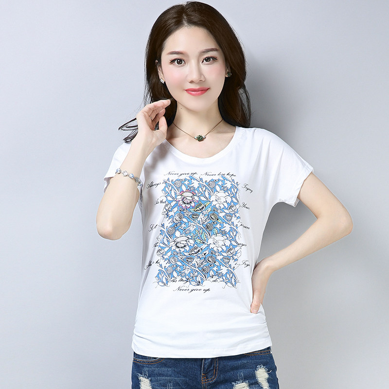 t恤女2018夏季新款短袖韩范百搭修身显瘦白色上衣文艺纯棉复古棉t