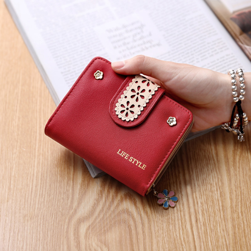 亲爱的翻译官-同款短钱包,优质pu皮,精致小花吊坠配饰,7色多选!