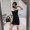 ◆ yang momo ◆ đầm ren Hàn Quốc cao eo ôm một từ váy đèn lồng tay áo màu đen khâu một bước váy