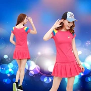 Độ ẩm thở wicking quần vợt váy thể thao phù hợp với nữ mùa hè 2018 bông t- shirt ngắn tay váy chống mục tiêu quần áo quần vợt