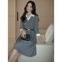 Весенний модный элегантный комплект, платье, городской стиль, яркий броский стиль, по фигуре, имитация рубашки