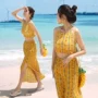 Áo tắm nữ chia góc phẳng ngực nhỏ tập hợp bộ bikini ba mảnh bảo thủ váy dài kỳ nghỉ bãi biển Hàn Quốc áo tắm bikini 2 mảnh màu trắng