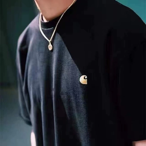 Хлопковая брендовая футболка для отдыха, с вышивкой, короткий рукав, круглый воротник