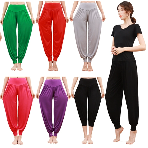 Фонарь для йоги, черные штаны для тренировок, сшит из модала, большой размер, свободный крой