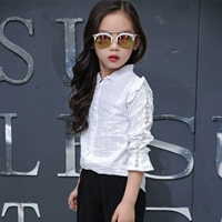 2018 cô gái mới dài tay áo sơ mi Hàn Quốc phiên bản của trẻ em lớn mùa xuân mùa xuân bông trẻ em áo sơ mi trắng đáy áo sơ mi bé trai mùa đông