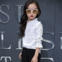 2018 cô gái mới dài tay áo sơ mi Hàn Quốc phiên bản của trẻ em lớn mùa xuân mùa xuân bông trẻ em áo sơ mi trắng đáy áo sơ mi bé trai mùa đông