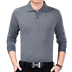 Mùa xuân trung niên nam dài tay t-shirt ve áo bông áo len trung niên cha nạp lỏng từ bi của người đàn ông áo sơ mi phần mỏng Áo phông dài
