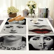 Fornasetti Châu Âu retro cách nhiệt pad cotton linen thực phẩm Phương Tây mat chống trượt bảng nóng mat nồi coaster đế lót ly