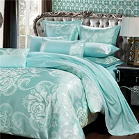 Cotton satin jacquard bốn mảnh Châu Âu cotton net tấm màu đỏ quilt cover 1.8 m gạo đôi bộ đồ giường cưới bộ ga gối