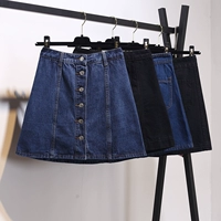 Приталенная джинсовая юбка, мини-юбка, высокая талия, большой размер