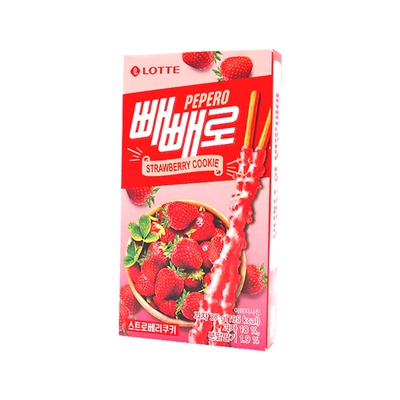 Печенье Lotte Poppa Cookies со вкусом клубники (печенье) 37г импортировано из Южной Кореи