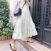 2018 mùa hè mới Hàn Quốc voan váy eo cao hoang dã mỏng Một từ váy sinh viên váy giản dị nữ triều chân váy trắng Váy