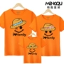 Bù nhìn in cha-con mặc áo sơ mi ngắn tay một gia đình ba gia đình sản xuất bông vòng cổ t-shirt gia đình đầm triều quần áo trẻ em hàn quốc