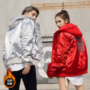 Mùa đông Châu Âu và Hoa Kỳ triều đường thương hiệu các cặp vợ chồng quần áo cotton phụ nữ bf bạc sáng bóng xu hướng hiphop hip-hop áo khoác nam
