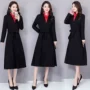 Áo gió nữ dài 2018 thu đông 2018 phiên bản mới của Hàn Quốc có dây nịt nhung dày cộng với áo khoác giảm béo eo áo dạ dáng ngắn trẻ trung