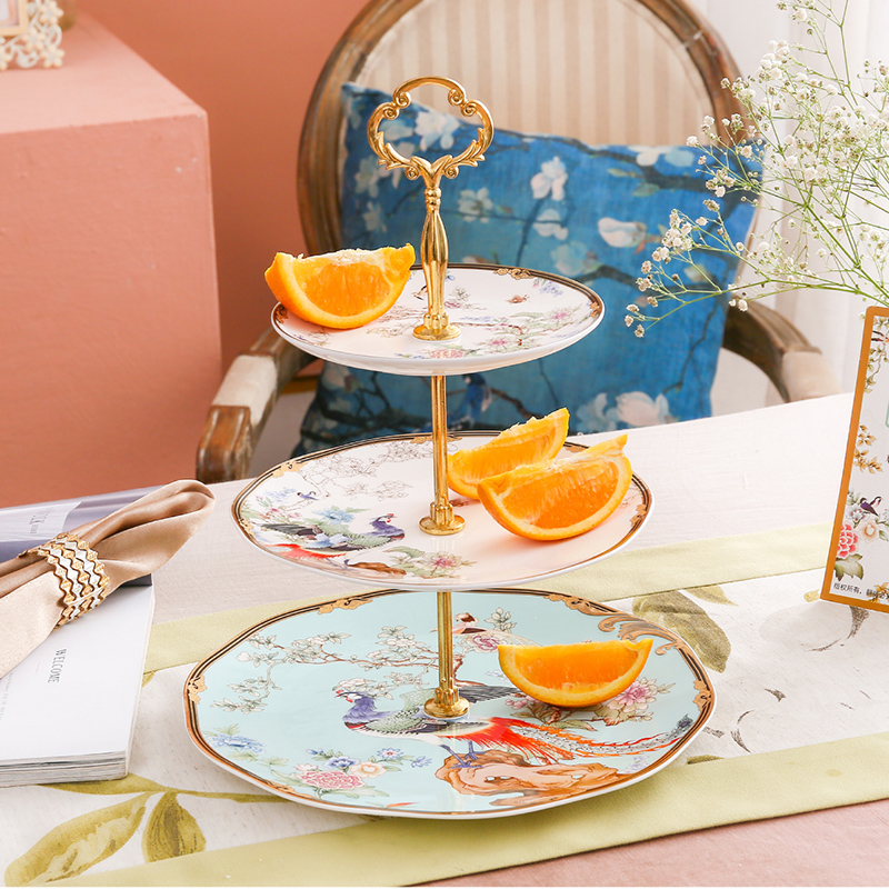 Three Layer Serial Tray & Express PackageNew Chinese style Chinese style National tide coffee cup suit British style Small luxurious ceramics household good-looking afternoon tea tea set