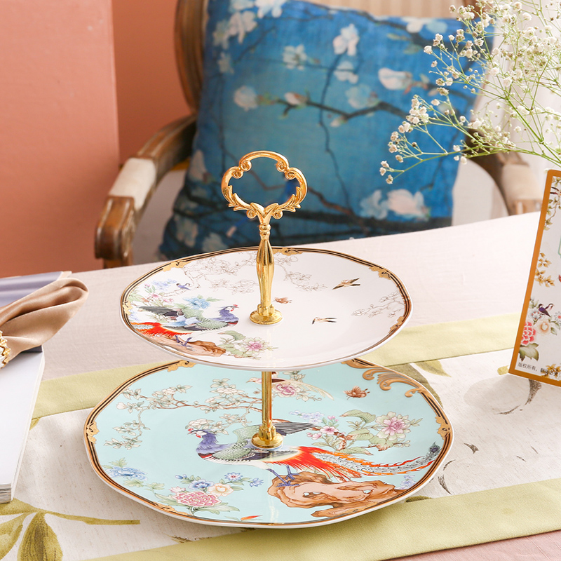 Two Layer Tandem & Express PackageNew Chinese style Chinese style National tide coffee cup suit British style Small luxurious ceramics household good-looking afternoon tea tea set