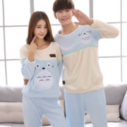 Mùa đông dày flannel phim hoạt hình dễ thương vài bộ đồ ngủ lỏng nam san hô phù hợp với mùa thu và dịch vụ nhà mùa đông