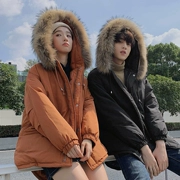Văn học nam nữ mua sắm mùa đông Áo len nam Hàn Quốc xu hướng mùa thu cotton áo khoác nam ấm áp ngắn áo khoác đôi mùa đông