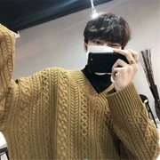 Văn học nam nữ mua sắm áo len cổ chữ V mùa đông nam phiên bản Hàn Quốc của xu hướng áo len dày áo khoác cá tính