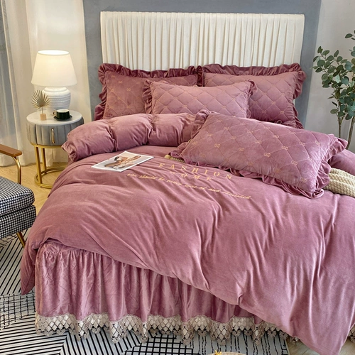 Зимний двусторонний флисовый коралловый комплект, фланелевое покрывало, 4 предмета, увеличенная толщина