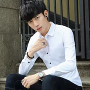 Áo sơ mi trắng công sở nam áo sơ mi nam công sở chuyên nghiệp dụng cụ dài tay Slim Hàn Quốc thanh niên rắn màu miễn phí nóng