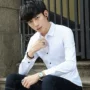 Áo sơ mi trắng công sở nam áo sơ mi nam công sở chuyên nghiệp dụng cụ dài tay Slim Hàn Quốc thanh niên rắn màu miễn phí nóng áo sơ mi ngắn tay