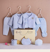 Mới sinh em bé chăn bông cotton ấm áp quần áo trẻ sơ sinh màu bông bảy mảnh hộp quà tặng dày đặt bộ quà tặng em bé