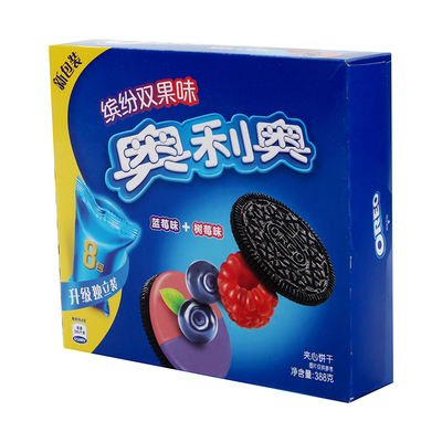 [奥利奥缤纷双果味夹心饼干蓝莓味+树莓味 388克/盒]