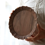 Mưa gỗ | kiểu Nhật làm bằng tay ren óc chó đen khay trà gỗ gỗ khay khay toàn bộ bàn tay chạm khắc