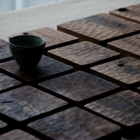 Mưa gỗ kiểu Nhật đế lót ly sáng tạo óc chó đen khắc gỗ Desktop chống bỏng mat nhiệt placemat nồi Moire Cheng