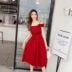 Mùa hè 2019 phiên bản Hàn Quốc mới của dây đeo vai hở lưng váy nhỏ màu đỏ trong phần dài của váy dây thắt lưng váy kỳ nghỉ - Sản phẩm HOT Sản phẩm HOT