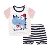 Mùa hè mới bé quần short cotton ngắn tay phù hợp với bé trai và bé gái Áo thun ngắn hai bộ cho bé sơ sinh 0-3-5 tuổi