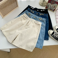 Джинсовая юбка, шорты, летние штаны, коллекция 2021, высокая талия, в корейском стиле, свободный прямой крой