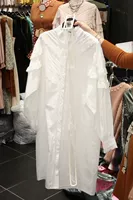 Thu đông 2019 phiên bản mới của Hàn Quốc của cổ áo hoang dã bong bóng dài tay áo sơ mi trắng sơ mi trắng sơ mi nữ - Áo sơ mi áo sơ mi nữ form rộng