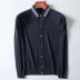 Quần áo nam kinh doanh Merino Full Wool Cổ áo tương phản Áo sơ mi nam Cổ áo len đan cardigan DAZ490 - Hàng dệt kim Hàng dệt kim