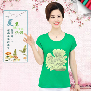 Đặc biệt hàng ngày trung niên của phụ nữ kích thước lớn đan áo mẹ ăn mặc mùa hè ngắn tay t-shirt phương thức bông áo sơ mi