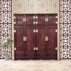 Шкаф 红木家具四门衣柜红木山水衣柜实木南美酸枝大衣柜花鸟顶箱柜