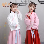 Trẻ em Hanfu nữ trẻ em Trung Quốc phong cách dài tay Quần áo trẻ em hiệu suất trang phục cô gái công chúa bé trang phục thiết lập mới - Trang phục