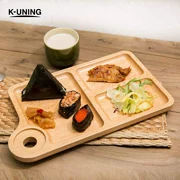 K-UNING nhập khẩu đĩa bạch đàn tấm vuông trái cây sấy khô tấm phong cách Nhật Bản đĩa salad bát đĩa ăn nhẹ - Tấm